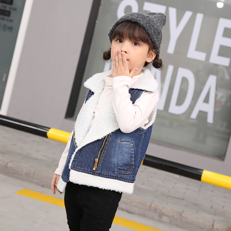 

Children's Clothing winter Outerwear Coats Baby Girls and Boys New Denim Baby Vest Kids Warm Jackets Waistcoats, Blue