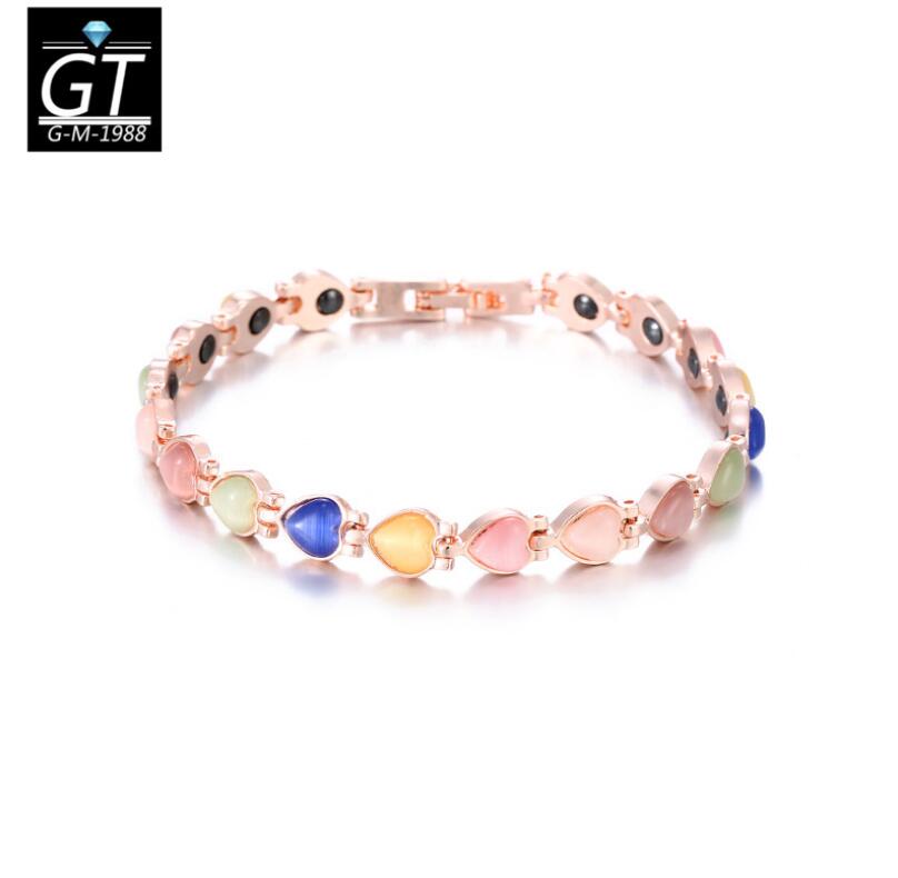 

Fashion Women Titanium Magnetic Therapy Loving Heart Bracelet Tone Health Function Element of Magnet FREE SHIPPING
