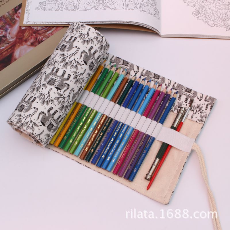 

Animals School Roll Pencil Case 36/48/72 Holes Penalty Pencilcase For Girls Boys Pen Bag Cute Penalties Storage Stationery Pouch