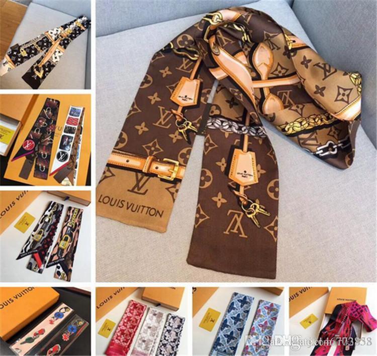 MANIGLIA di stampa Nastri Borsa Piccola Sciarpa Di Seta Donna Testa SCARFS Skinny Sciarpe vendita