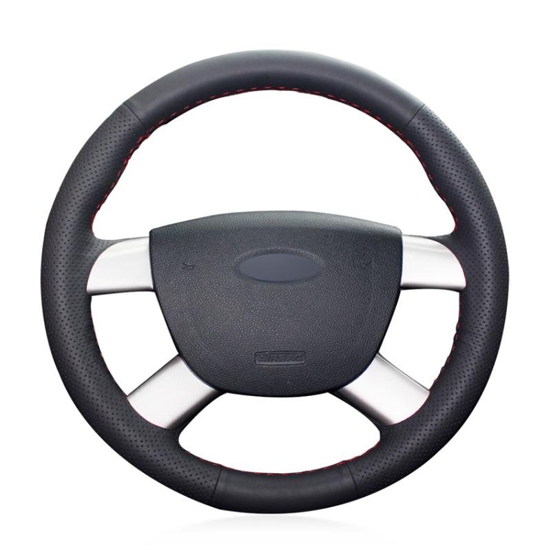 

Hand Sew Black Genuine Leather Car Steering Wheel Cover for Kuga 2008-2011 Focus 2 2005-2011 C-MAX 2007-2010