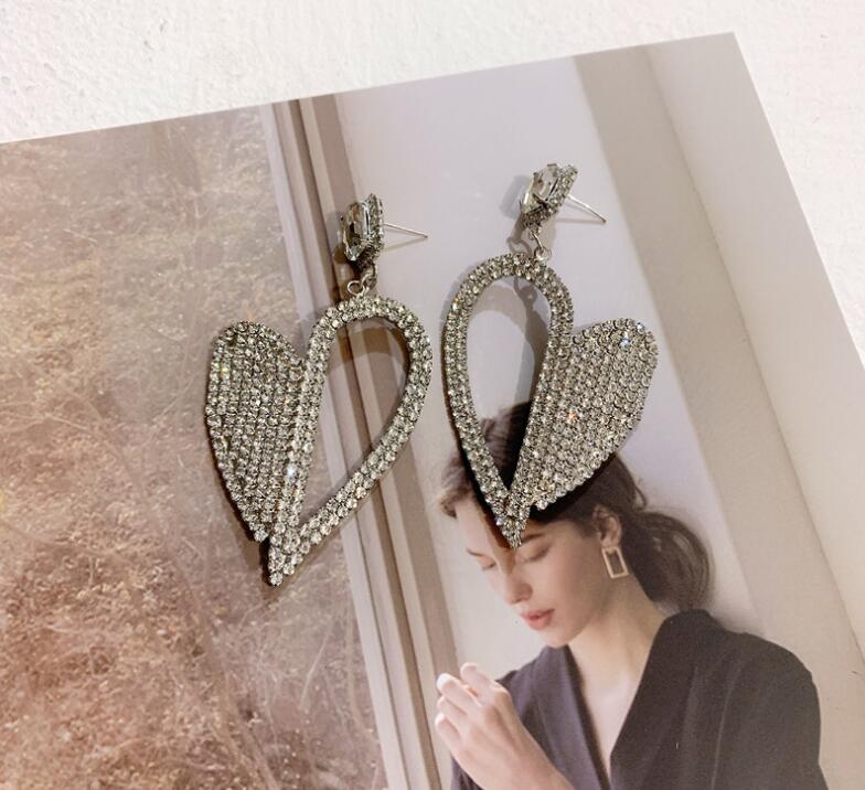

Dangle & Chandelier French Women Shiny Zircon Heart Hollow 925 Silver Needle Earrings Retro Chic Love Ear Accessories
