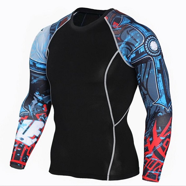 

New Long Sleeve Sport Shirt Men Quik Dry Men's Runing Gym Clothing long slee Tshirs Snke Gym Clothing Top Mens Rashgard Soccer Jersey, Colour 3