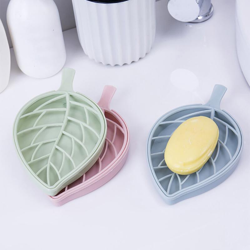 

Leaf Shape Soap Box Dish Bathroom Soap Storage Plate Tray Holder Case Container Boxes A30#30, Blue
