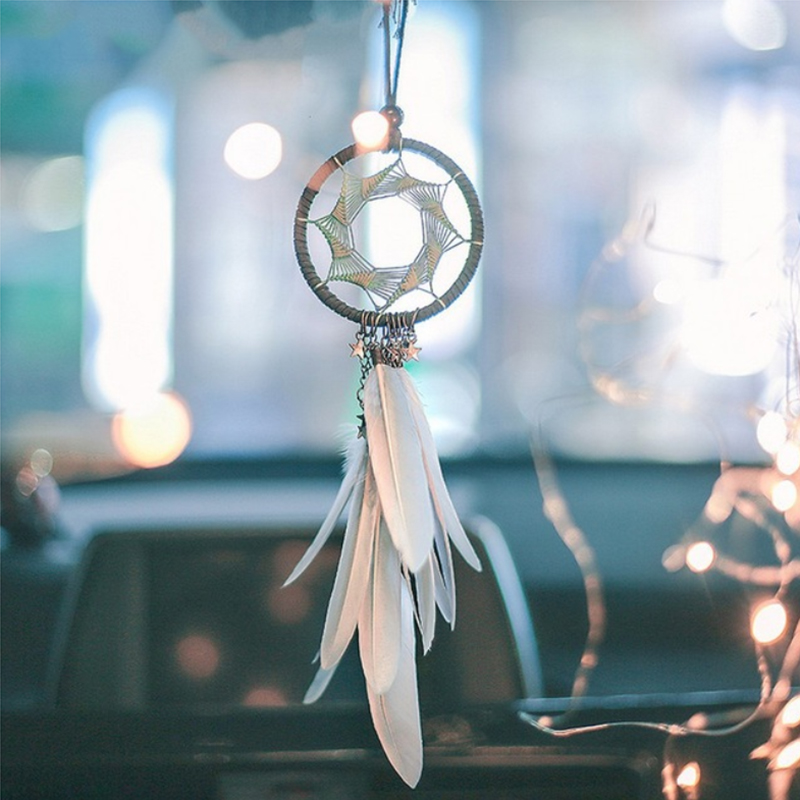 

Dream Catcher Pretty Car Mirror Feather Pendant In Car Ornament Auto Home Decor Wall Hanging Adornment Accessories Girl Gift