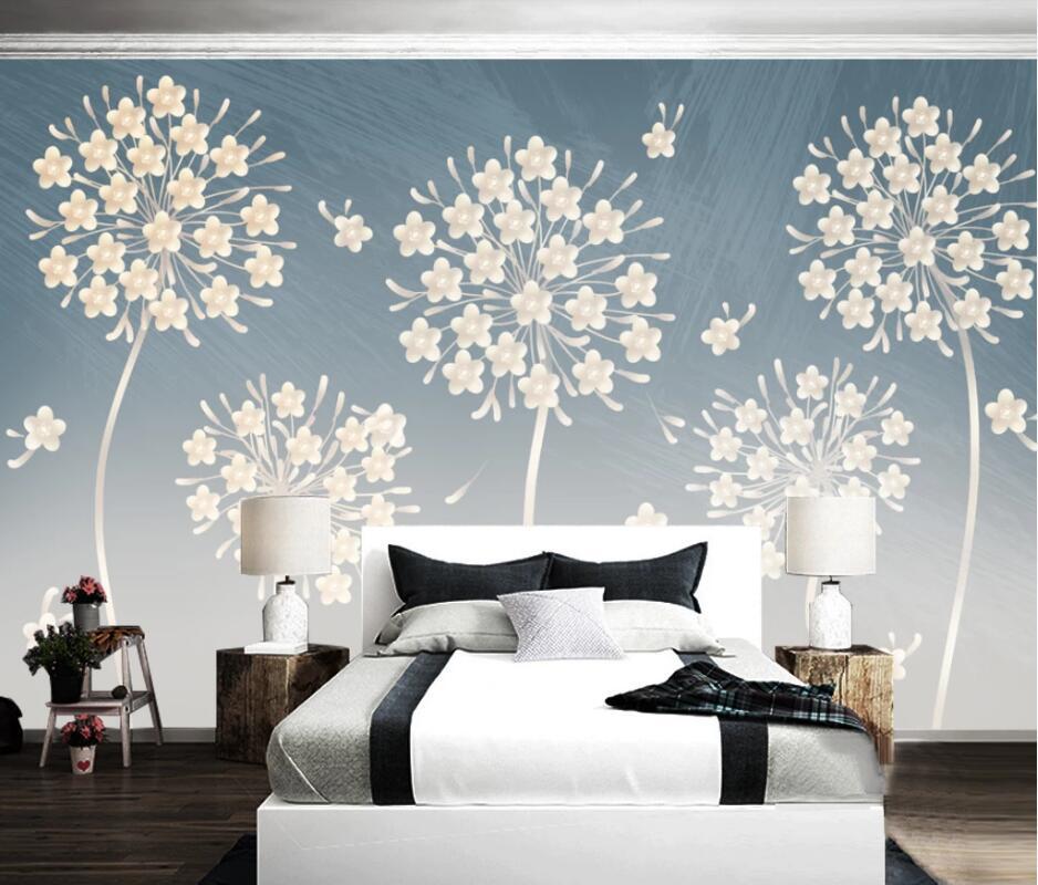 

AINYOOUSEM Fresh modern plant flower dandelion background wall papier peint papel de parede wallpaper 3d wallpaper stickers, As pic