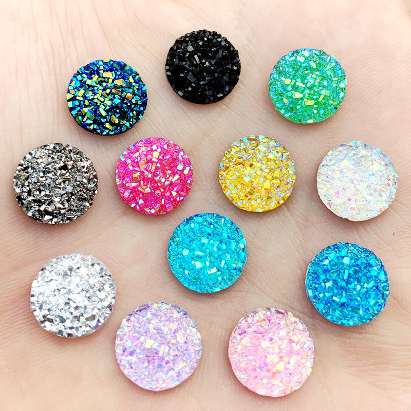 50pcs 8mm Mini AB Flower Crystal Rhinestone Cabochon Embellishment Gems Decoden