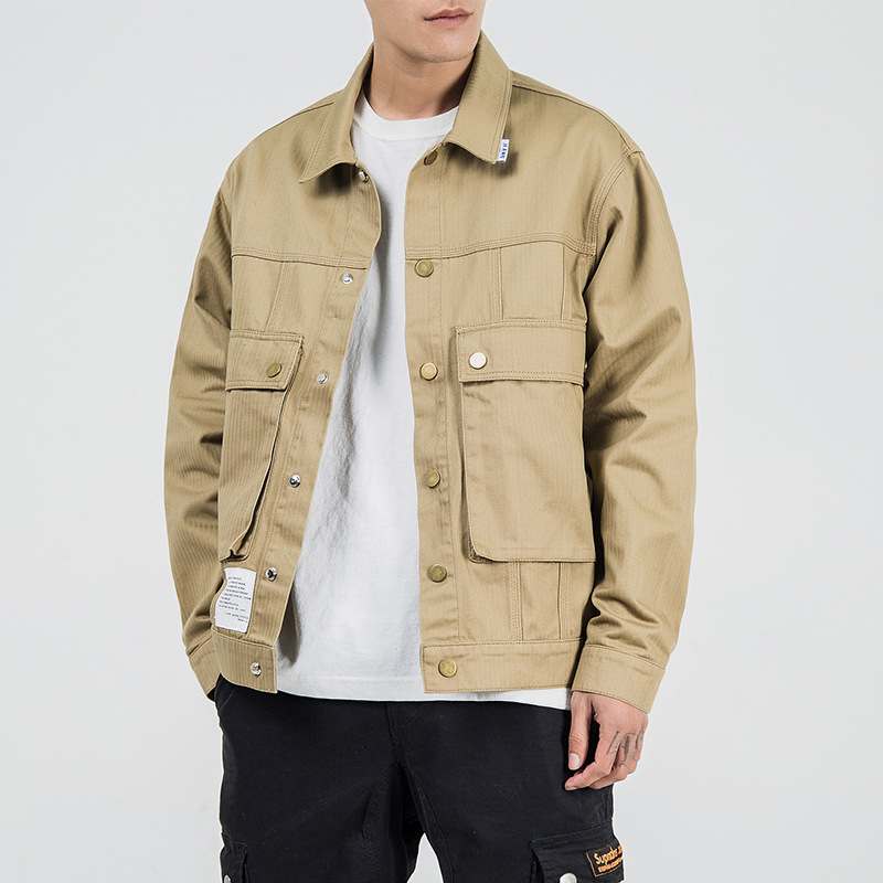 

Men's Plus size jackets Multi-pocket cotton Tooling outwear 5XL, Blue