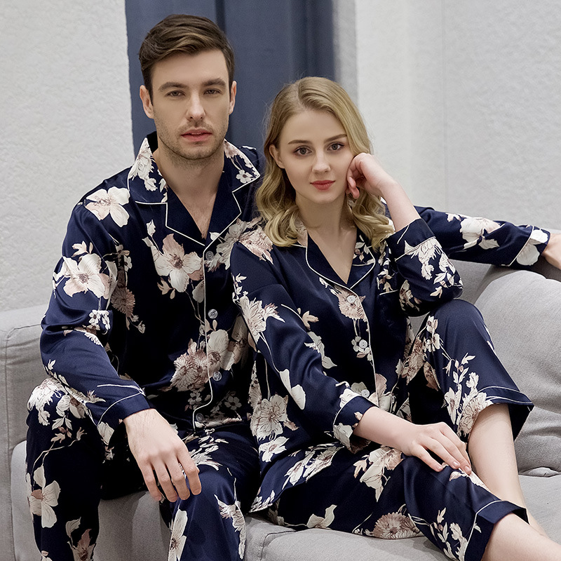 

Lovers Winter Pajamas Couples Unisex Silk Sleepwear Soft Pyjama Sets Nightgown Women Pajama Sets Long Sleeve Men Lounge Pijamas, Men b