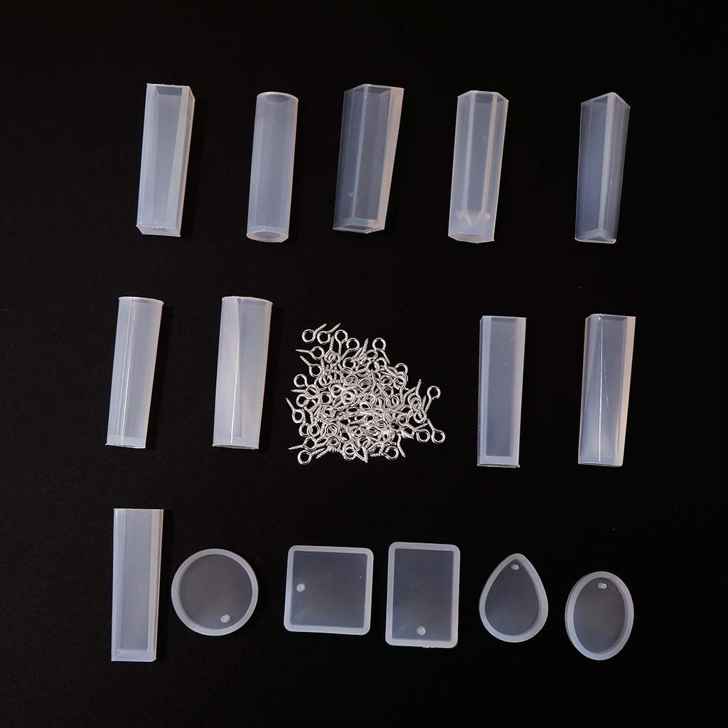 

115pcs Silicone Resin Mold For DIY Jewelry Pendant Making And Screw Eye Pins