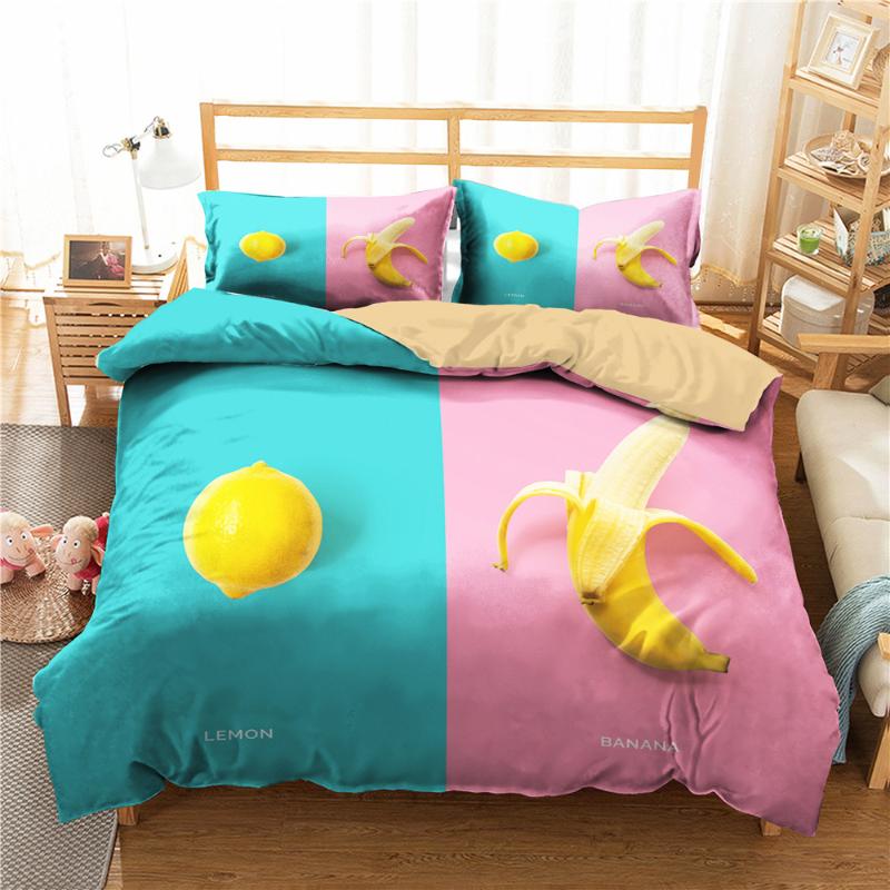 

Comforter Bedding Set Yellow and Banana Printed Duvet Cover Bedroom Clothes with Pillowcase for Kids, White