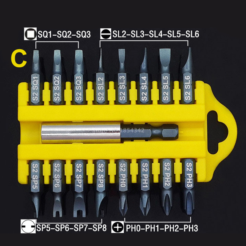 

17pcs S2 Alloy Steel Magnetic Screwdriver Power Bits Set Holder Equipment Tools