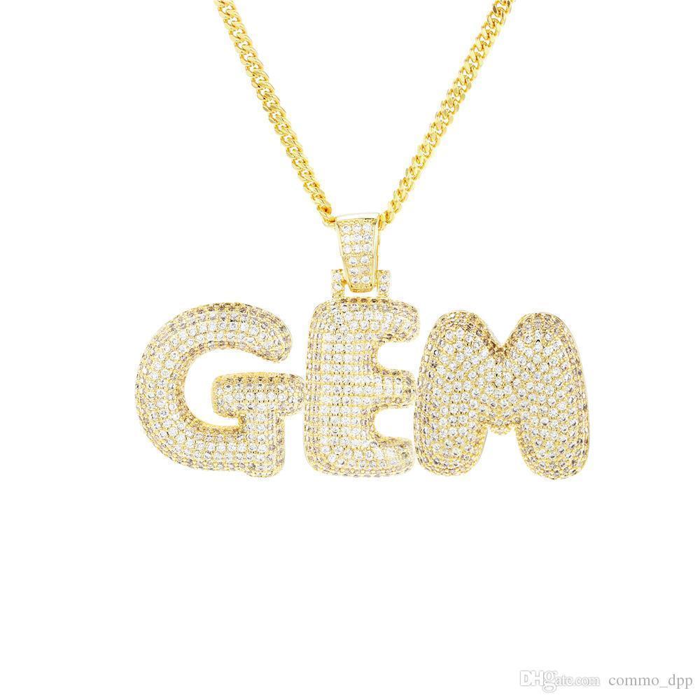

Personalized Custom Name Bubble Letters Pendant Men S Hip Hop Necklace Gold Silver Rose Gold Cz Alphabet Charm Rope Chains For Women Jewelry