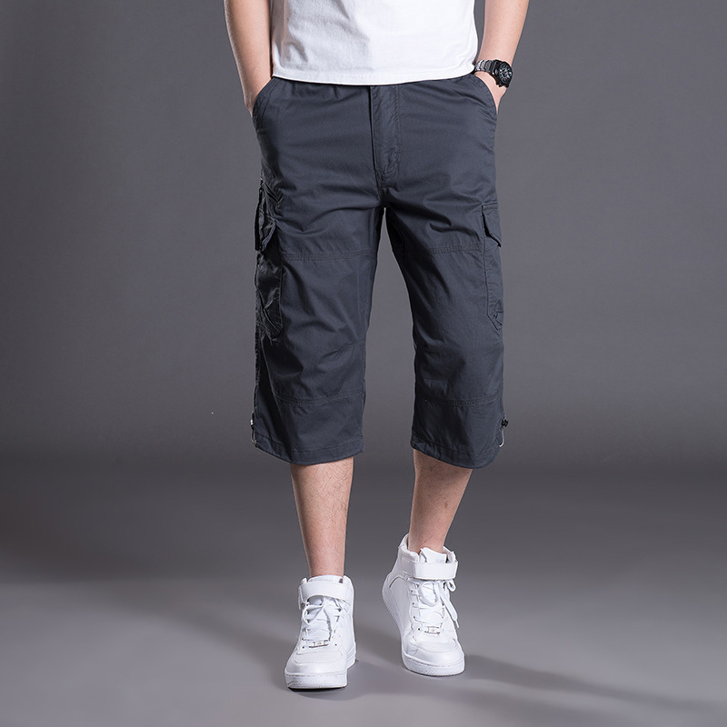 Été Hommes Baggy multi poche zippée Cargo Shorts Culottes Homme longue Armée Vert Kaki hommes Outil de travail court Bermuda Big Taille 5XL Y2005