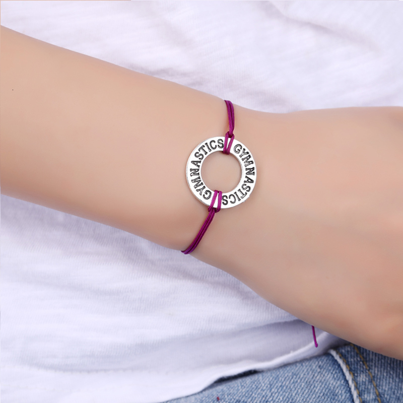 

Gymnastics Sports Charms Bracelets Baseball Softball Football Key Adjustable Handmade Jewelry Women Boys Girl Best Friend Gift