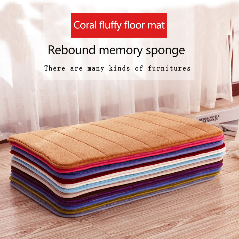 

Soft Bathroom Mat with Non-slip Back Strong Absorption Coral Cotton Bathroom Carpet Machine Washable Floor Rug 40x60cm