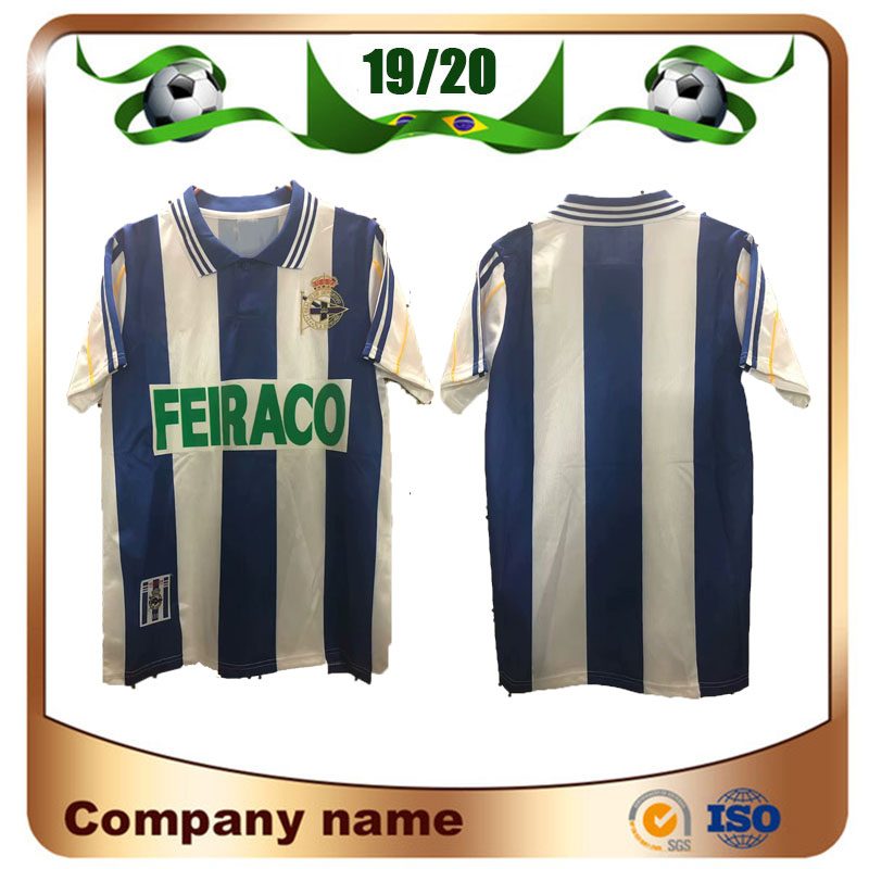 

1999/2000 Real Club Deportivo de La Coruna soccer jersey 99/00 Home Blue Football Shirts Depor Uniforms Sales, Black;yellow
