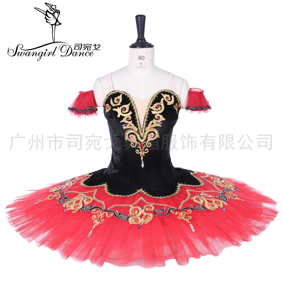schwarz rot don quijote ballett kostüme frauen paquita professionelle ballett bühne tutu kostüm pfannkuchen platter tutu BT9292