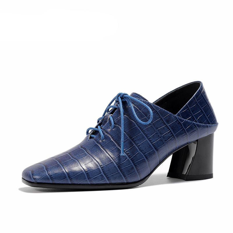 

2020 Spring autumn women high heels shoes pointed toe genuine leather pumps women de tacon, Black