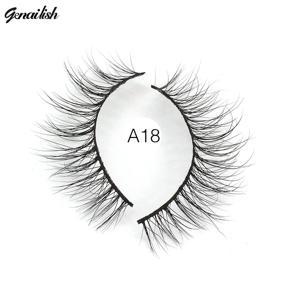 

Genailish Mink Lashes 3D Mink Eyelashes Handmade Natural Super Quality False Eyelashes 1 pair Fake Eye Lash for Makeup-A18
