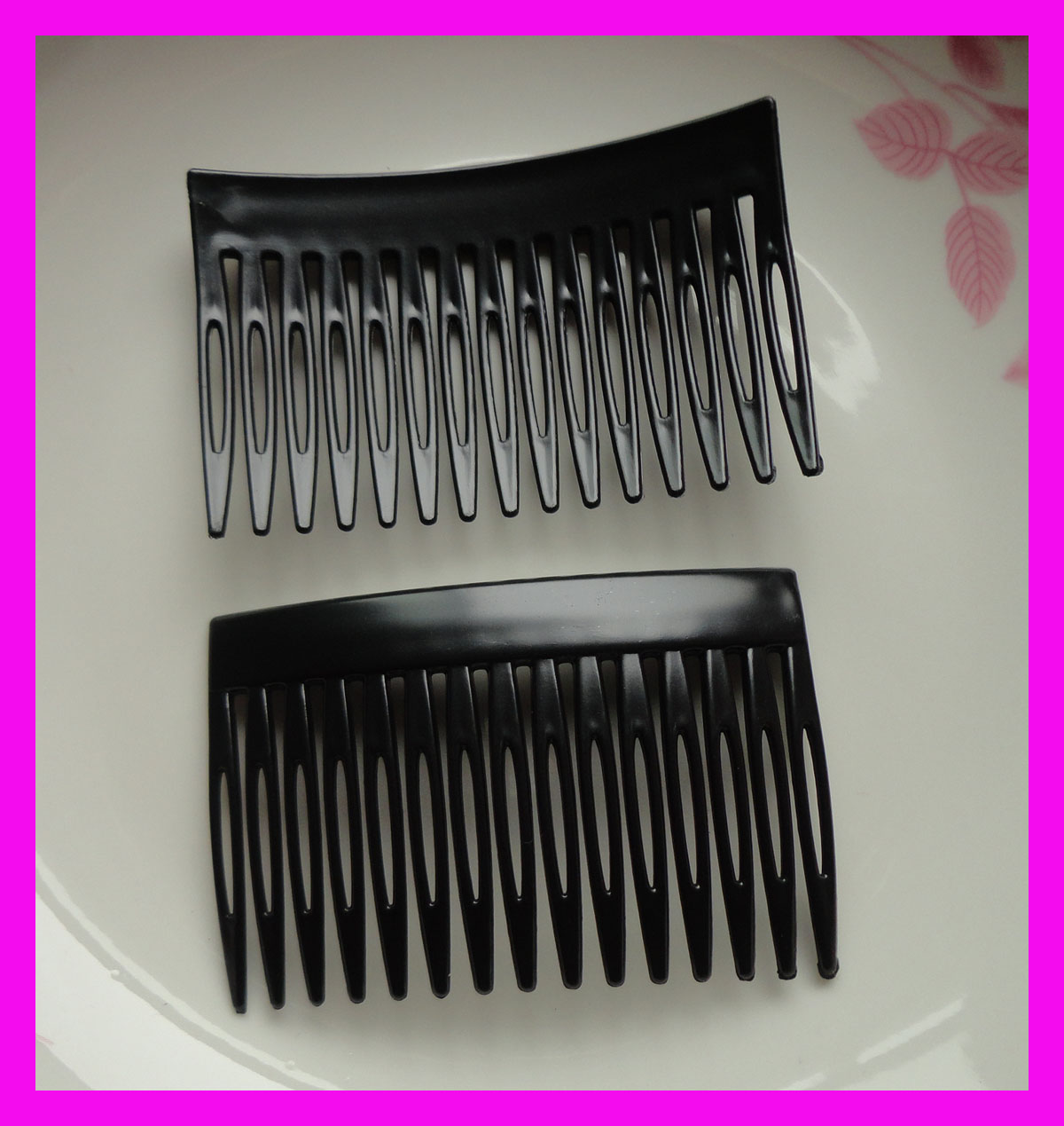 20PCS 15teeth 4.5cm*7.0cm Black Plain Plastic Hair Comb for diy hair accessories,bridal hair combs,side combs wholesales-image-436813803
