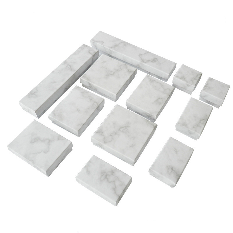 24pcs cardboard jewelry box display box necklace bracelet earrings square rectangular marble white WY606-image-547694895