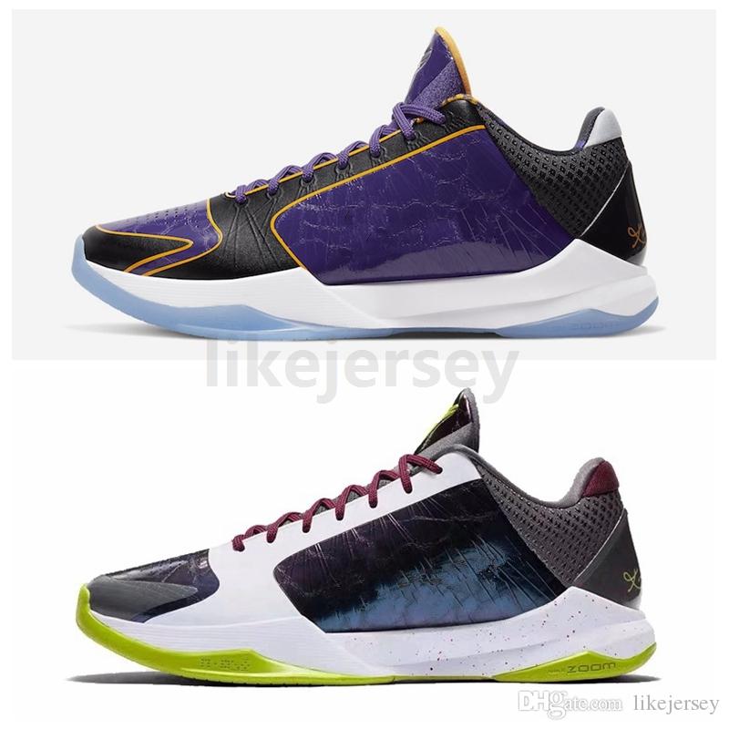 New Mamba Zoom 5 Protro Chaos Violet Lakers Blackout Chaussures de basket pour Top qualité Baskets Hommes Chaussures de sport Taille 40-46