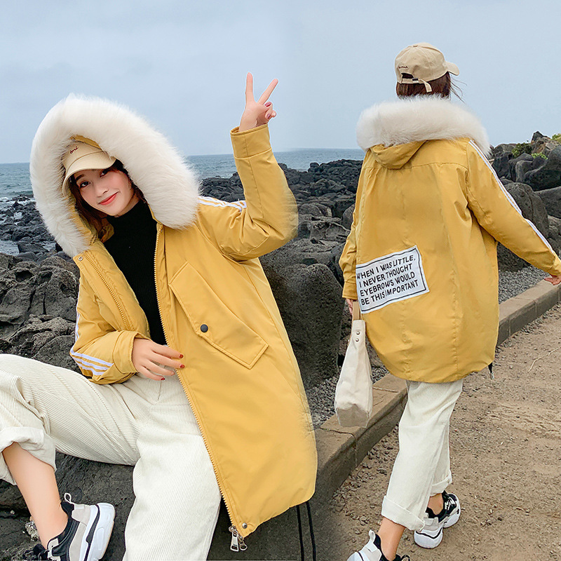 

FOLOBE 2019 Women Winter Long Loose Jacket Mujer Hooded Parkas Winter Coat Women Loose Parka Fur Collar Cotton Padded Jackets, Blue