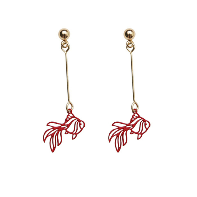 

Dangle & Chandelier Fashion Simple Hollow Red Goldfish Drop Earrings Creative Earring Long For Women Girls Party Jewelry Gifts