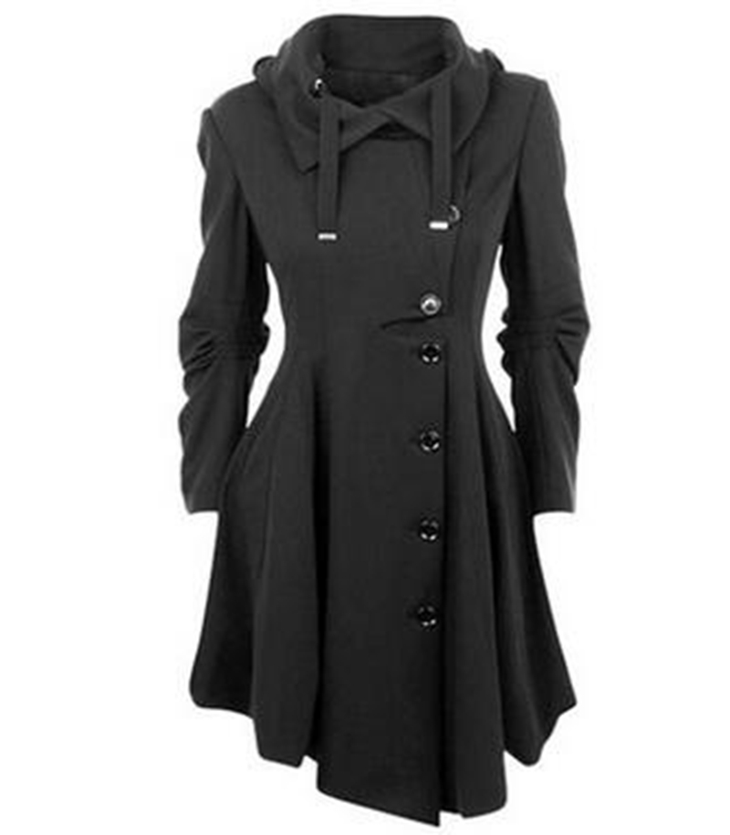 

Wholesale women's explosive style fashion irregular hem double-sided woolen coat windbreaker, Wine red