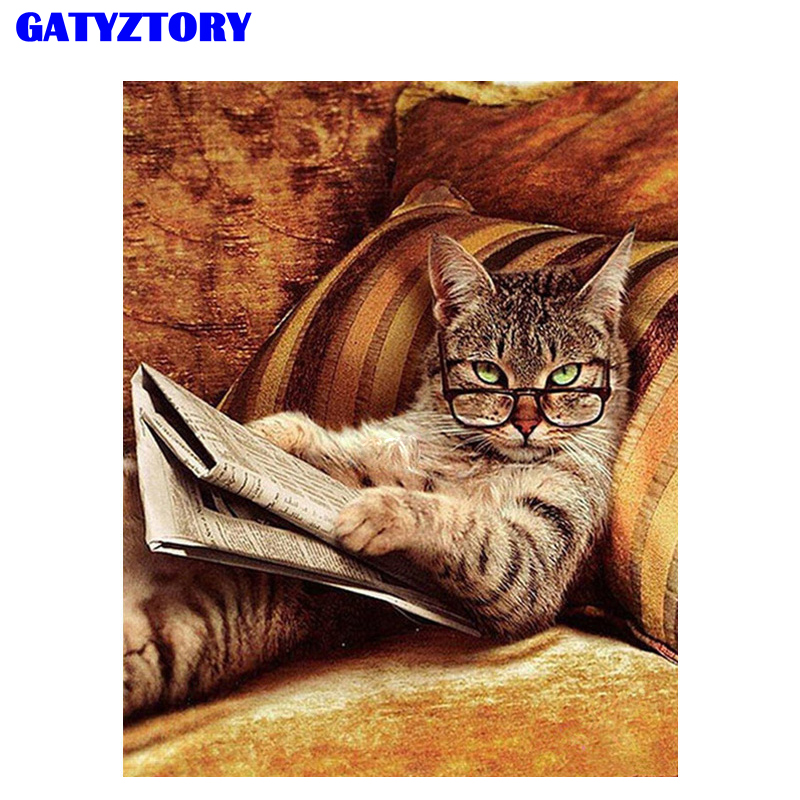 

GATYZTORY Cat Diy Painting By Number Animals Acrylic Hand Painted Paint By Number Wall Art Picture For Modern Home Decor Drop