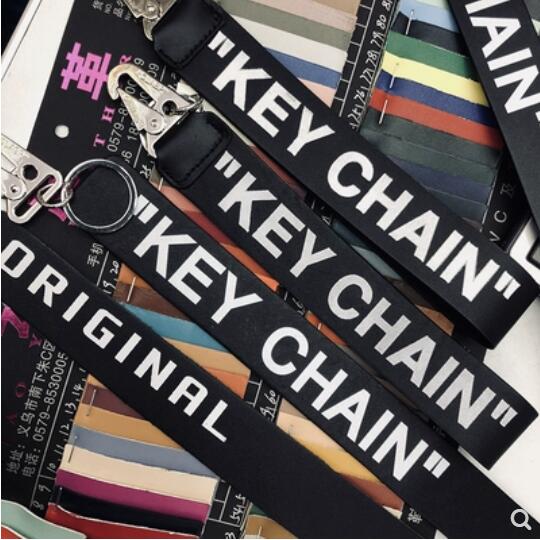 

men and women Off KEY CHAIN off leather KEYCHAIN plated metal buckle decorative KEYCHAIN