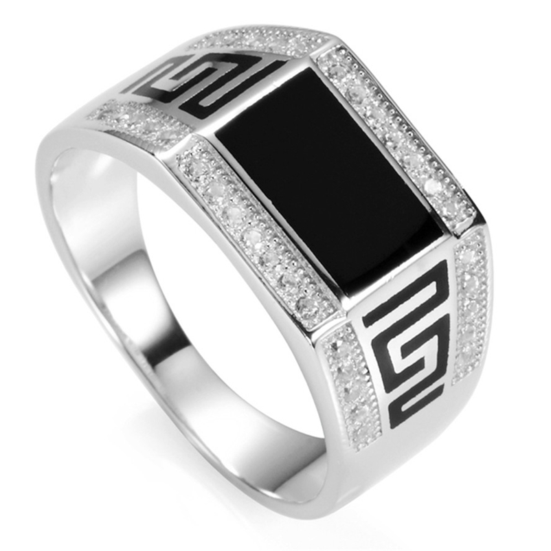

SHUNXUNZE Explosion models christmas gifts Engagement Wedding 925 sterling Silver Rings For Men Black Resin dropshipping S-3778 size 7 - 13