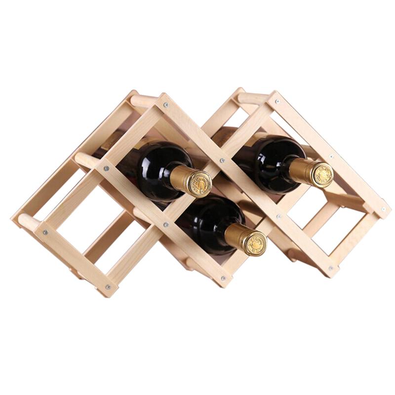 

Classical Wooden Red Wine Rack Beer Foldable 3/6/10 Bottle Holder Kitchen Bar Display Shelf Organizer Home Table Decoration