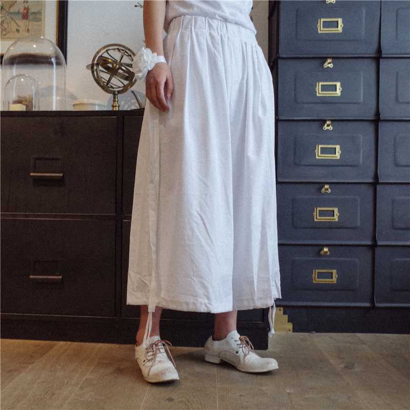 

2018 women men clothing Hair Stylist Rope pulling close up Wide Leg Pants Lantern pants culottes plus size Costumes 27-44, Black