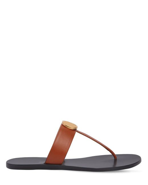 

mens womens unisex Black Leather Thong Sandal Buffed leather slip-on sandals flat flip flops with Antiqued gold-tone hardware, Web