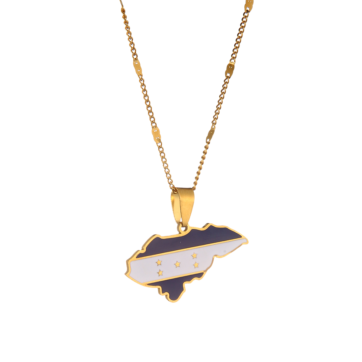 

Stainless Steel Enamel Honduras Map Pendant Necklaces Gold Color Maps Chain Jewelry
