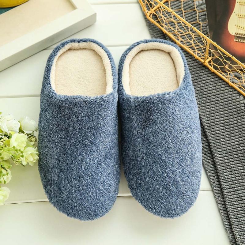 

Men Home Slippers solid Shoes Non-slip Soft Winter Warm House Slippers Indoor Bedroom Lovers Couples Floor Shoes #3, Navy