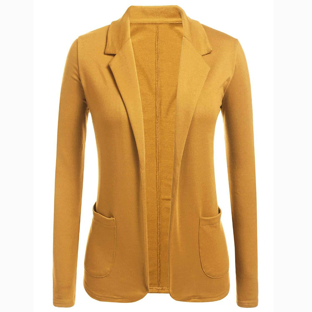 

Women Blazers Coat Long Sleeve Notched Neck Slim Solid Cardigan Suit Office Lady Casual Work Outwear Suits Female, Black