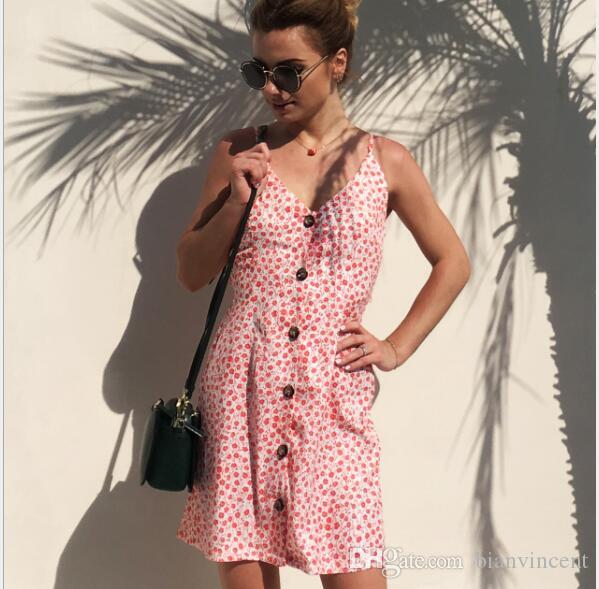 

2019 Summer hot fashion Women Sleeveless Red Black Spaghetti Strap Ruffles Casual dresses Sexy Backless Beach Mini Dress Red Black Color