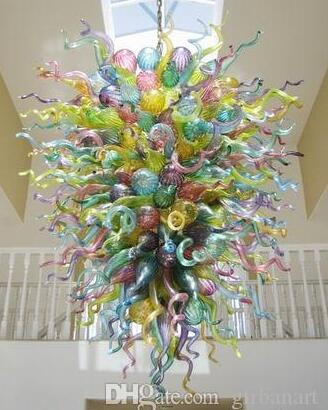 

Lamps High Quality Foyer Decorative Energy Saving Lamp Colorful Crystal Lighting Style Hand Blown Murano Glass Chandelier Light