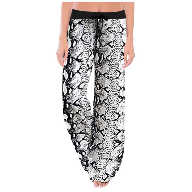

Womens Fashion Pant 2020 Spring Casaul Comfy Stretch Print Drawstring Wide Leg Long Pants Trousers Pajamas Casual Pants #40%, Black