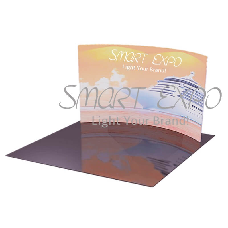 

17ft Horizontally Curved Banner Stand with C Shape Featuring Thick Aluminum Tube Tension Fabric Printed Graphic Portable Carry Bag