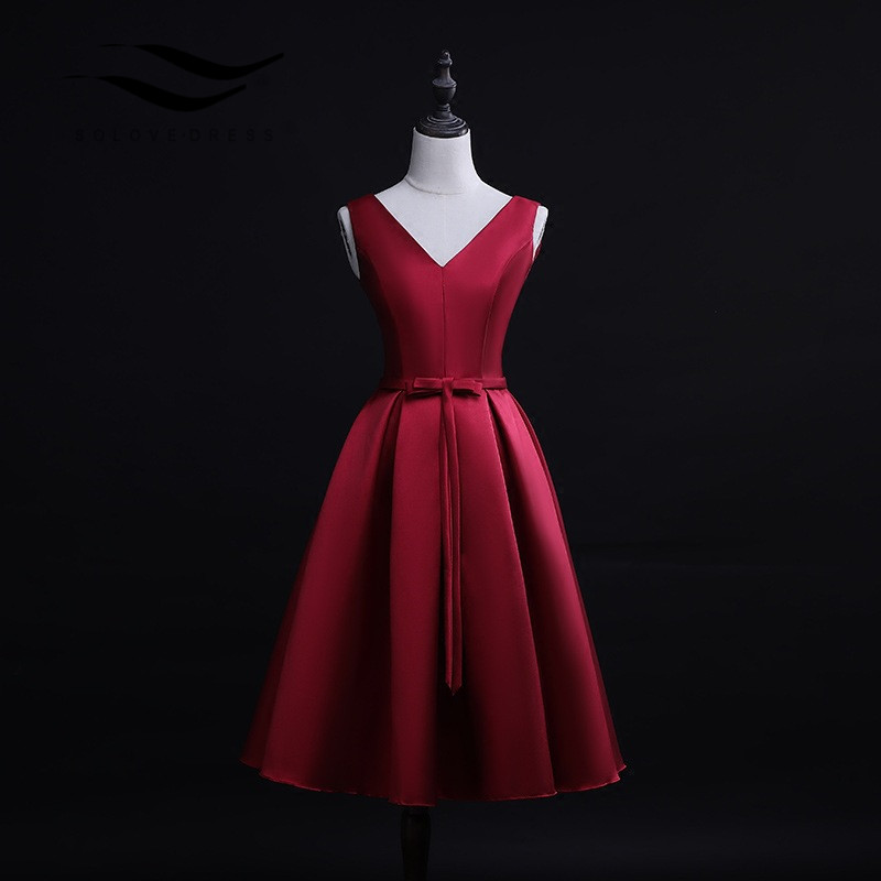 

Sexy Red Cocktail Dresses 2019 A-line Sleeveless Satin Bow Satin Low Back Short Prom Dresses Plus Size Vestidos De Fiesta, Champagne