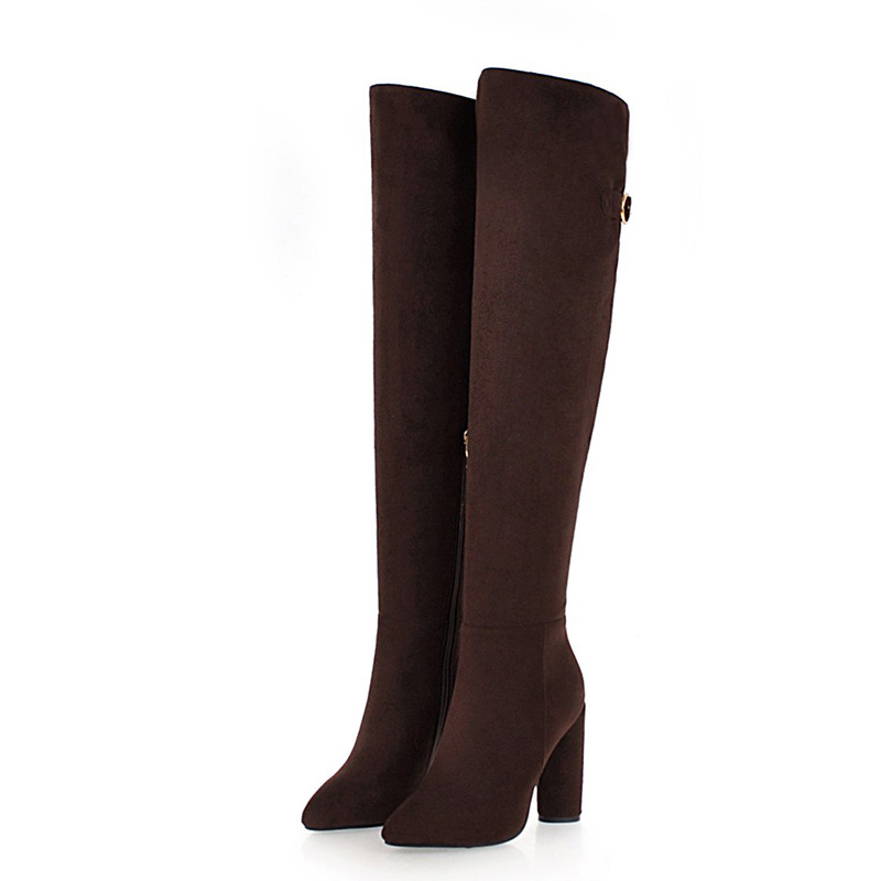 

New Winter Women Over-The-Knee Boots High Heels Pointed Toe Zipper Sexy Ladies Women Shoes Black Snow Thigh High Boots, Grey