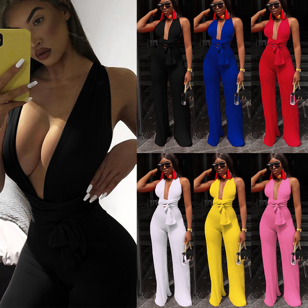 strap backless one piece jumpsuit