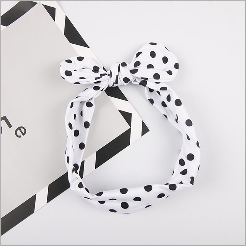 

Baby Girl Hair Accessories Girls Dot Bowknot Print Dot Stripe Headbands Children Bow Knot Hair Bands Baby Headwear, Black white