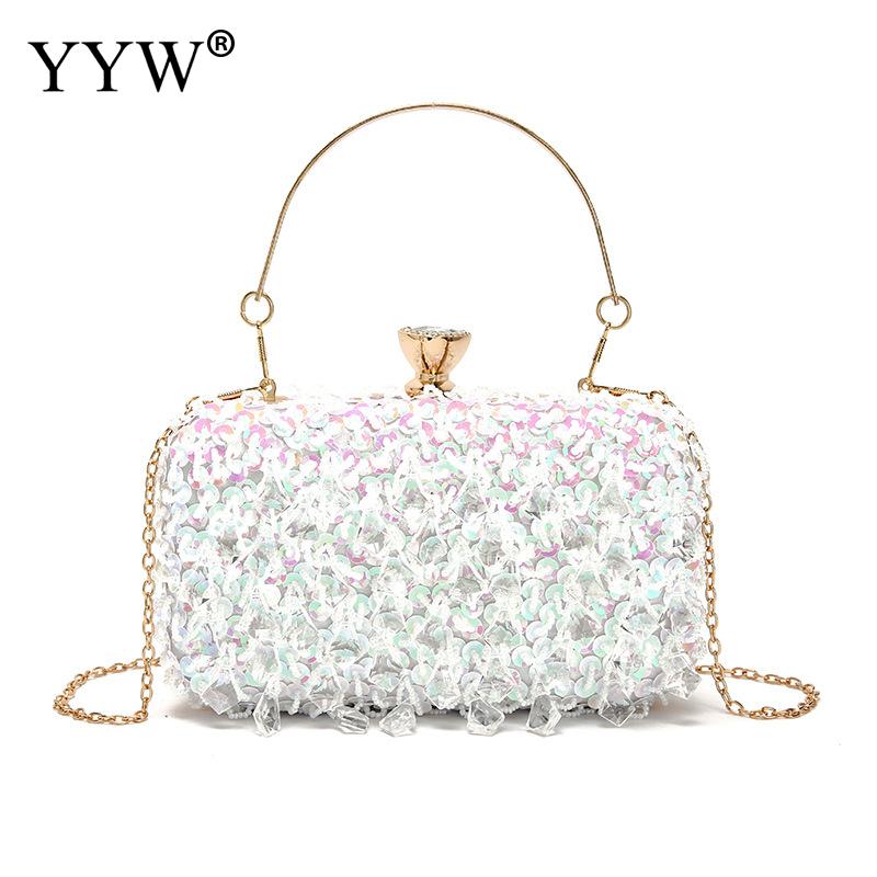 

Women Evening Clutch Bag Glitter Wedding Purse Party Handbag Beaded Ladies Sequin Clutches Fashion Chain Crossbody Shoulder Bags