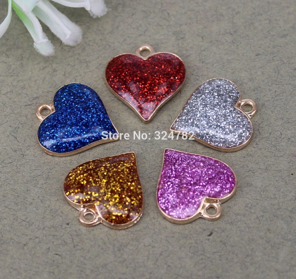 

20pcs Fashion Metal Heart Shape Pendant beads With Enamel for Making jewelry