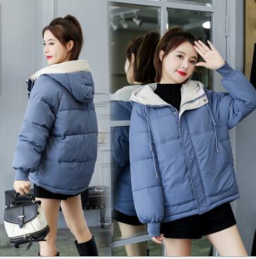 

Wholesale Korean version of the new women's winter short loose hooded down cotton coat, Bean red